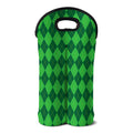 Green Argyle Pattern Print Double Neoprene Wine Tote