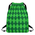 Green Argyle Pattern Print Drawstring Backpack