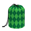 Green Argyle Pattern Print Drawstring Makeup Bag