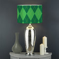 Green Argyle Pattern Print Drum Lamp Shade
