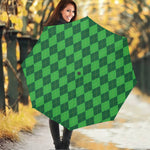 Green Argyle Pattern Print Foldable Umbrella