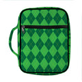 Green Argyle Pattern Print Front Pocket Bible Bag