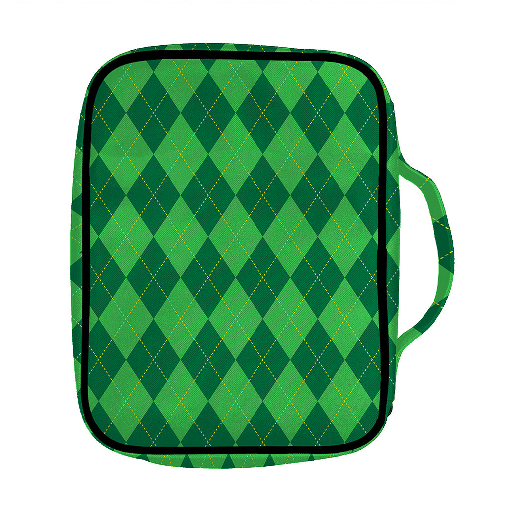 Green Argyle Pattern Print Front Pocket Bible Bag
