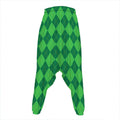 Green Argyle Pattern Print Hammer Pants