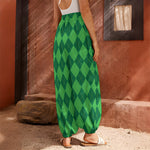 Green Argyle Pattern Print Harem Pants