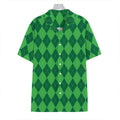 Green Argyle Pattern Print Hawaiian Shirt