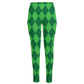 Green Argyle Pattern Print High-Waisted Pocket Leggings