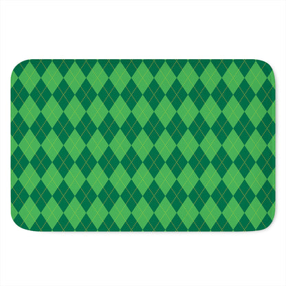 Green Argyle Pattern Print Indoor Door Mat