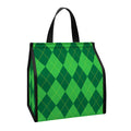 Green Argyle Pattern Print Insulated Lunch Tote