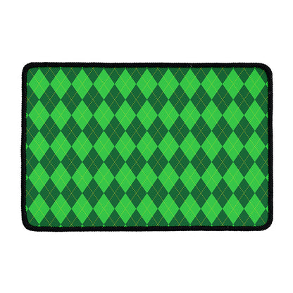 Green Argyle Pattern Print Kitchen Mat