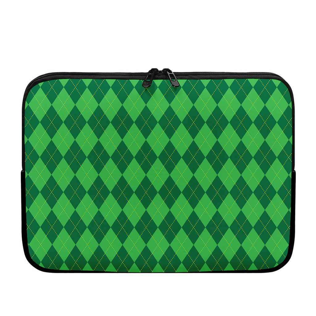 Green Argyle Pattern Print Laptop Sleeve