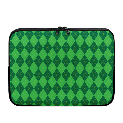 Green Argyle Pattern Print Laptop Sleeve