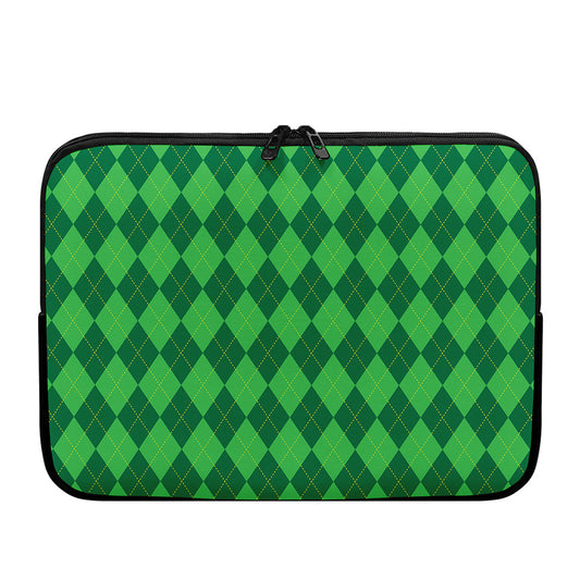 Green Argyle Pattern Print Laptop Sleeve