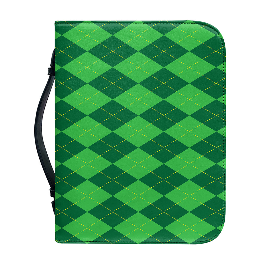Green Argyle Pattern Print Leather Bible Cover