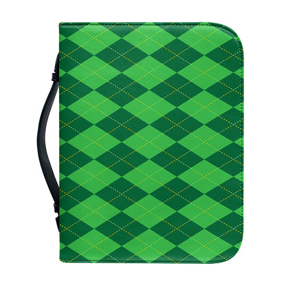 Green Argyle Pattern Print Leather Bible Cover