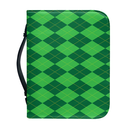 Green Argyle Pattern Print Leather Bible Cover