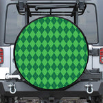 Green Argyle Pattern Print Leather Spare Tire Cover