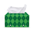 Green Argyle Pattern Print Leather Tissue Box Cover