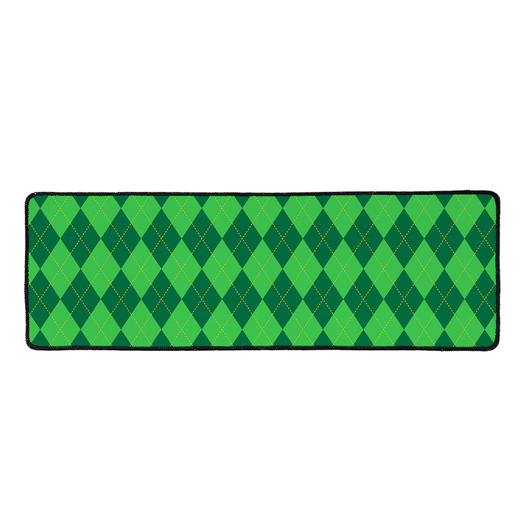 Green Argyle Pattern Print Long Kitchen Mat