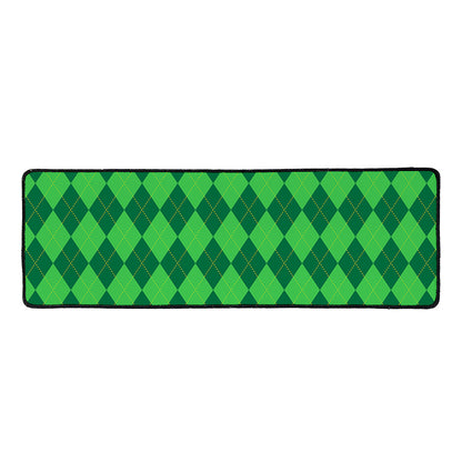 Green Argyle Pattern Print Long Kitchen Mat