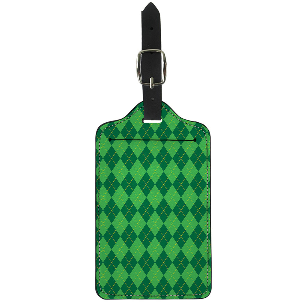 Green Argyle Pattern Print Luggage Tag