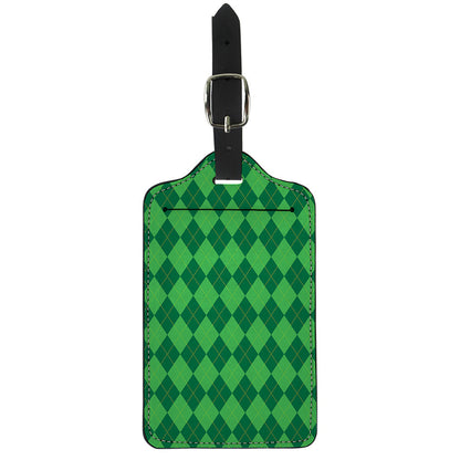 Green Argyle Pattern Print Luggage Tag