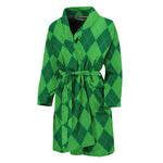 Green Argyle Pattern Print Men's Bathrobe