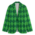 Green Argyle Pattern Print Men's Blazer