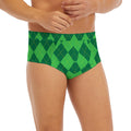 Green Argyle Pattern Print Men's Briefs