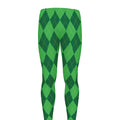 Green Argyle Pattern Print Men's Leggings