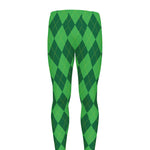 Green Argyle Pattern Print Men's leggings