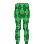 Green Argyle Pattern Print Men's leggings