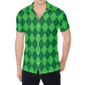 Green Argyle Pattern Print Men's Shirt