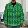 Green Argyle Pattern Print Men's Shirt Jacket