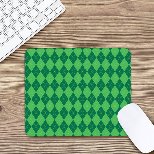 Green Argyle Pattern Print Mouse Pad