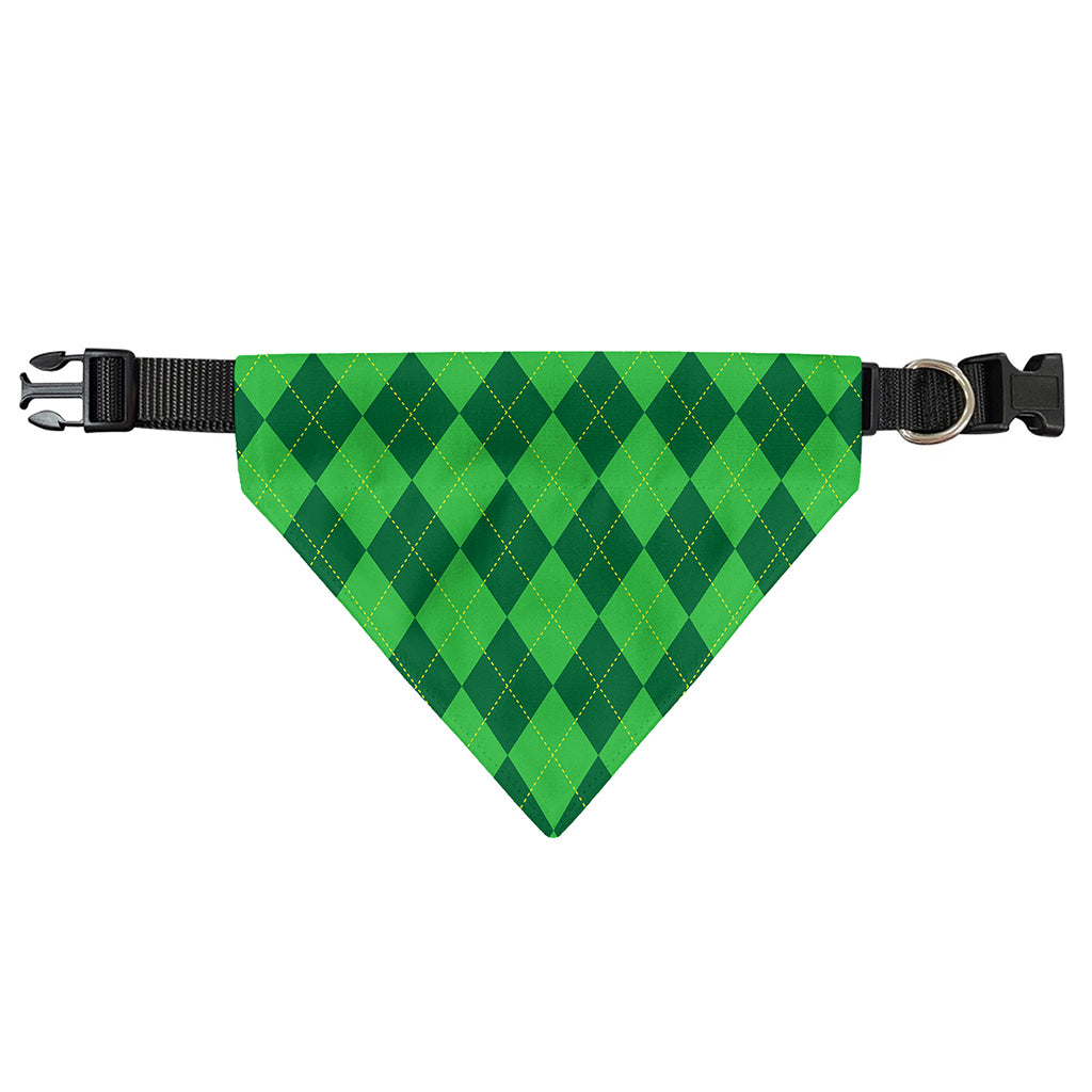 Green Argyle Pattern Print Over The Collar Dog Bandana