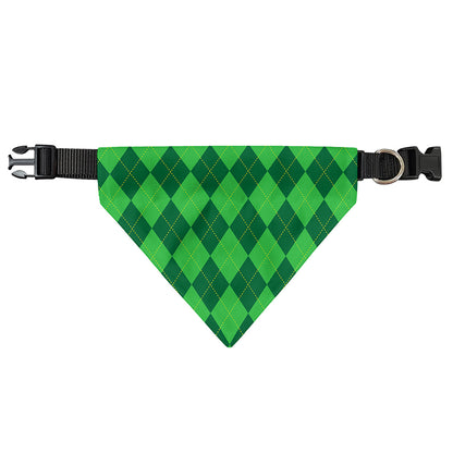 Green Argyle Pattern Print Over The Collar Dog Bandana