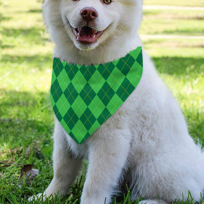 Green Argyle Pattern Print Over The Collar Dog Bandana