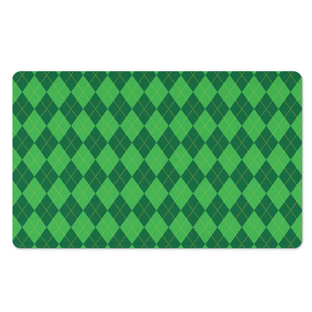 Green Argyle Pattern Print Polyester Doormat