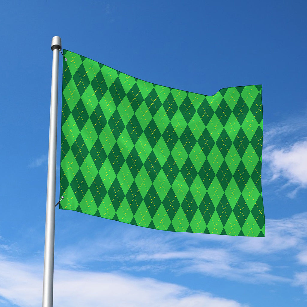 Green Argyle Pattern Print Polyester Flag