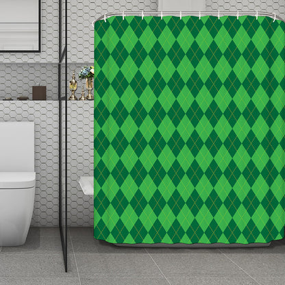 Green Argyle Pattern Print Polyester Shower Curtain