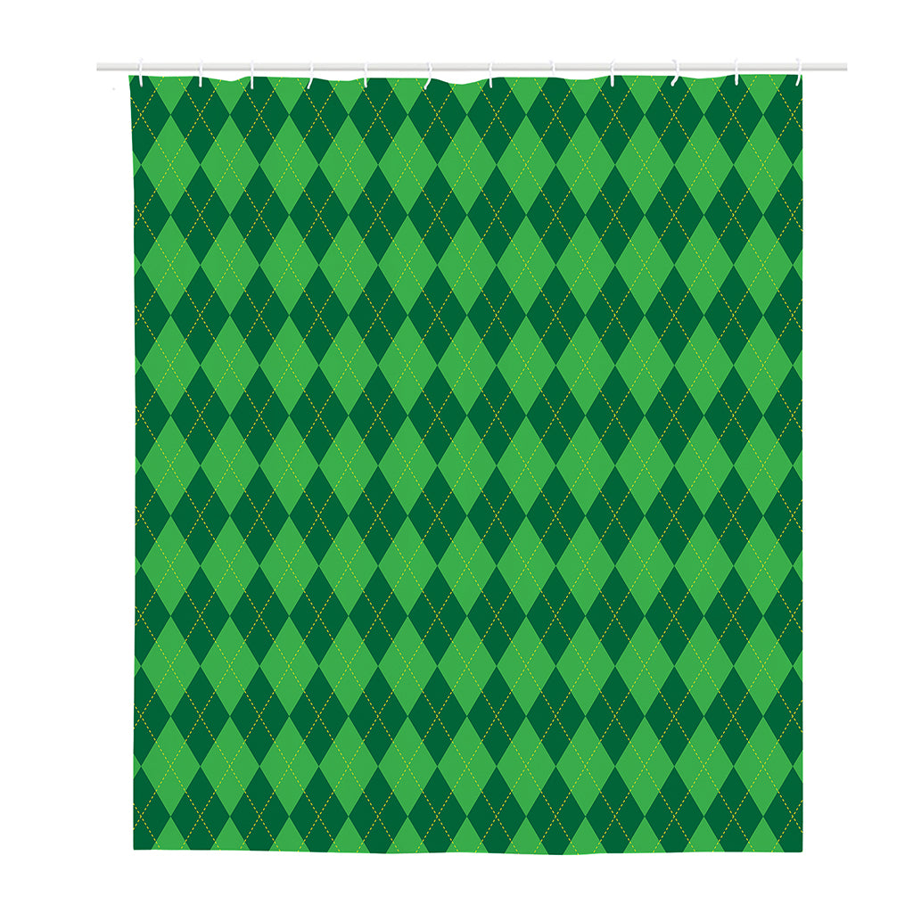 Green Argyle Pattern Print Polyester Shower Curtain