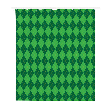 Green Argyle Pattern Print Polyester Shower Curtain