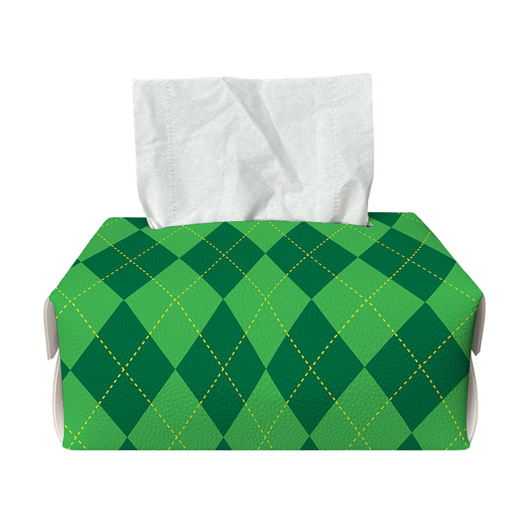Green Argyle Pattern Print Rectangle Tissue Box Cover