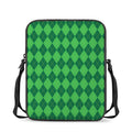 Green Argyle Pattern Print Rectangular Crossbody Bag