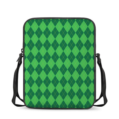 Green Argyle Pattern Print Rectangular Crossbody Bag