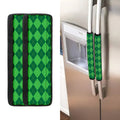 Green Argyle Pattern Print Refrigerator Handle Covers