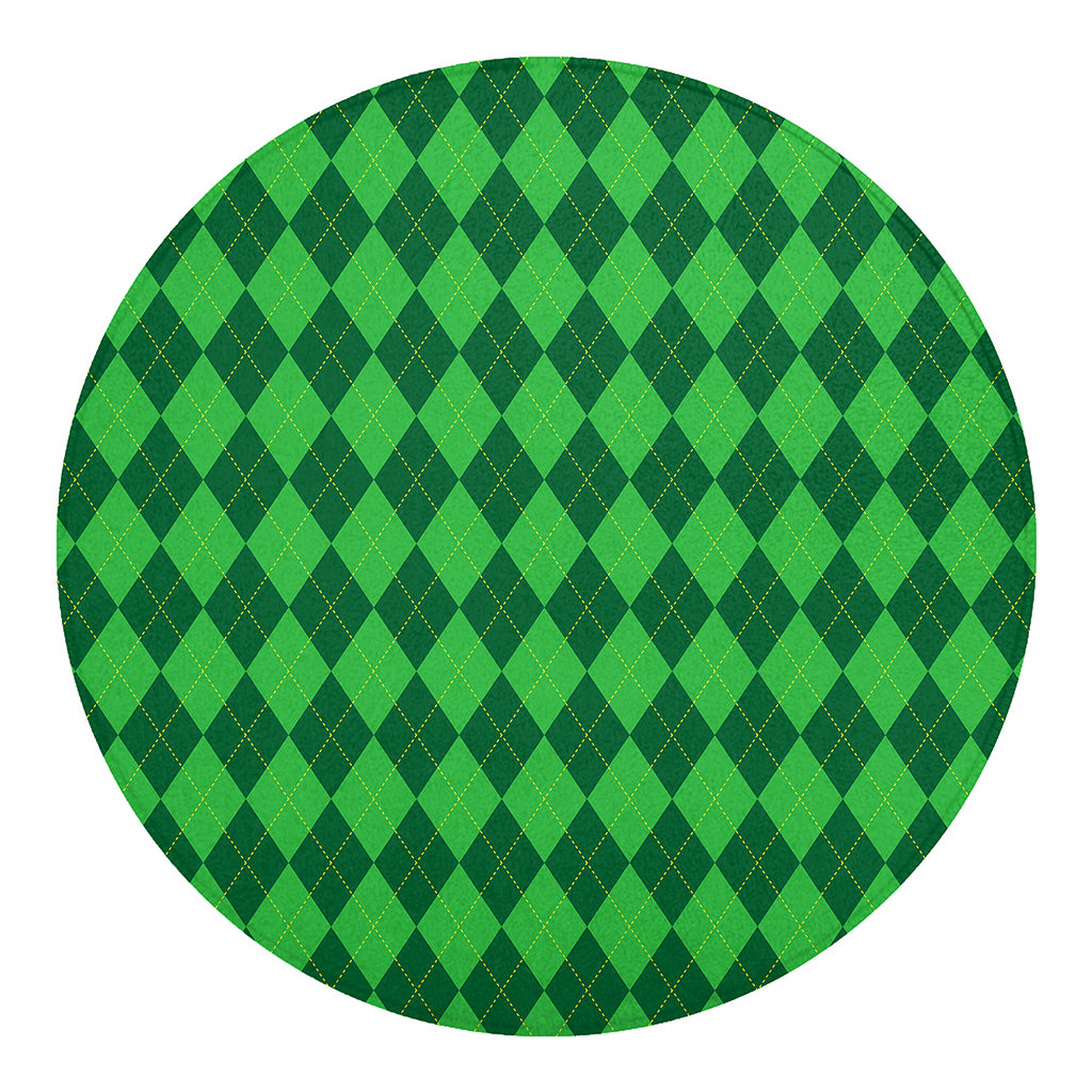 Green Argyle Pattern Print Round Blanket
