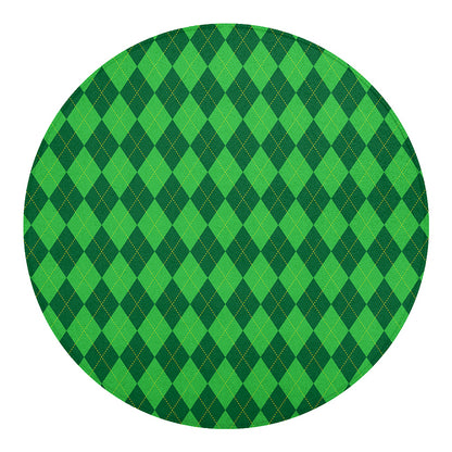 Green Argyle Pattern Print Round Blanket