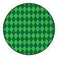 Green Argyle Pattern Print Round Floor Mat